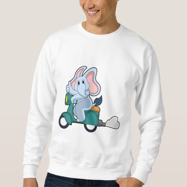 Elephant as Biker with Scooter Sweatshirt (Front)