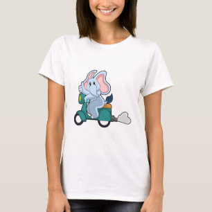 Elephant as Biker with Scooter T-Shirt