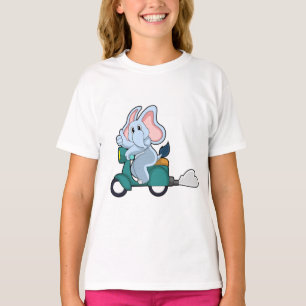 Elephant as Biker with Scooter T-Shirt