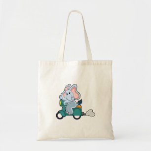Elephant as Biker with Scooter Tote Bag