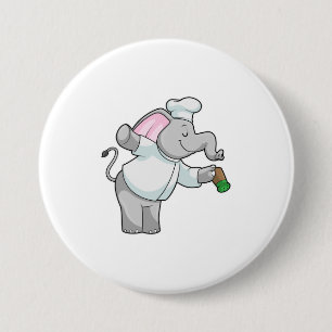 Elephant as Chef with Salt shaker 7.5 Cm Round Badge