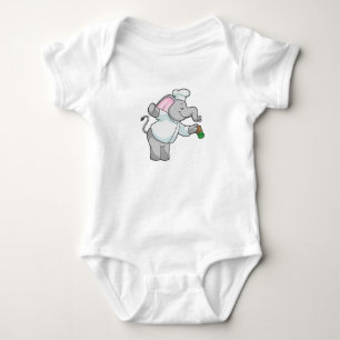Elephant as Chef with Salt shaker Baby Bodysuit