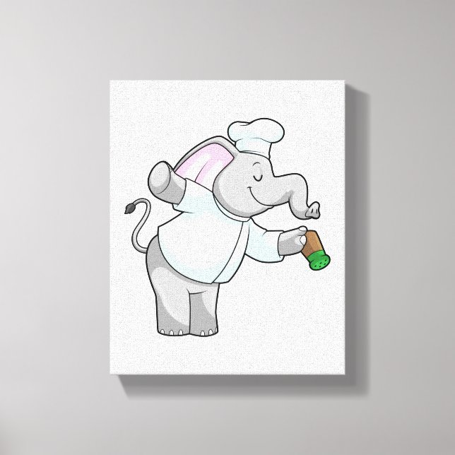 Elephant as Chef with Salt shaker Canvas Print (Front)