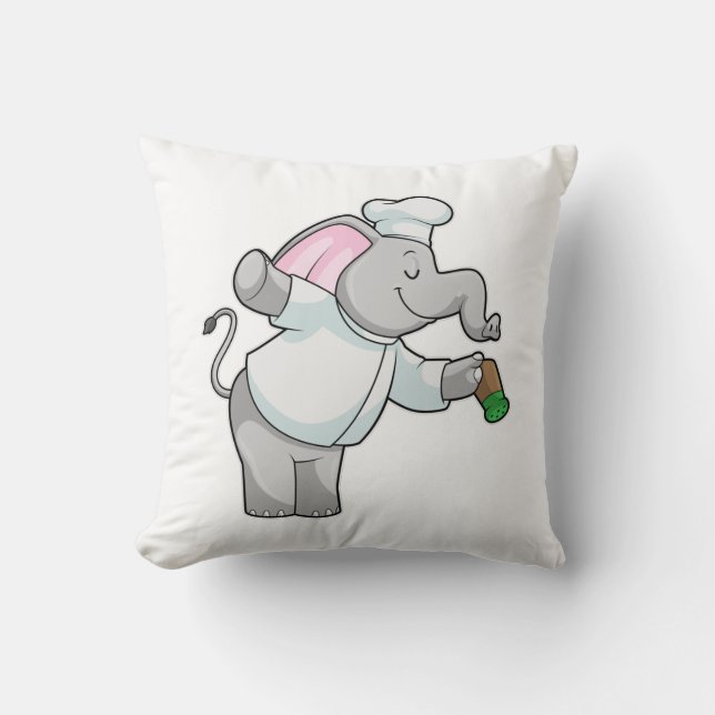 Elephant as Chef with Salt shaker Cushion (Front)