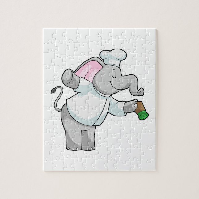 Elephant as Chef with Salt shaker Jigsaw Puzzle (Vertical)