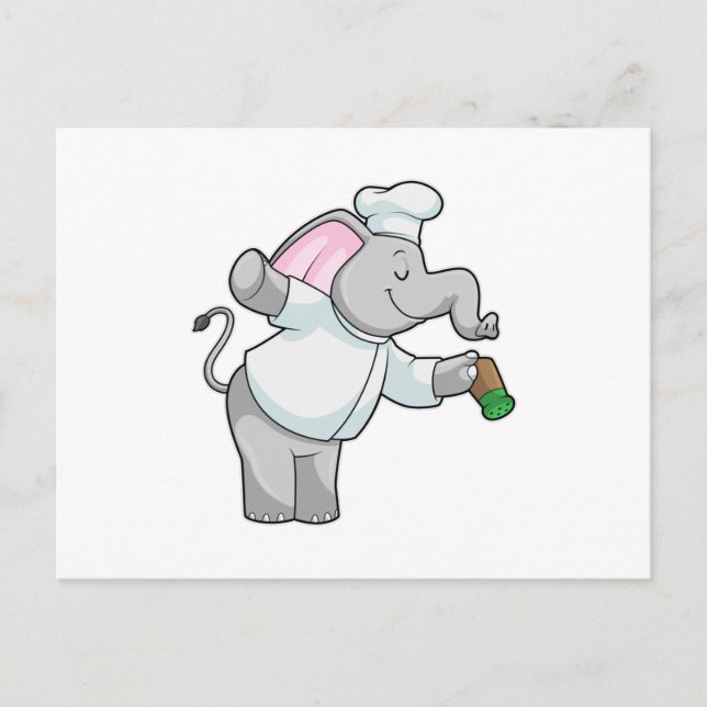 Elephant as Chef with Salt shaker Postcard (Front)