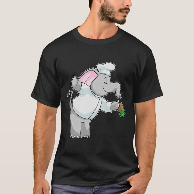 Elephant as Chef with Salt shaker T-Shirt (Front)