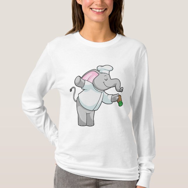 Elephant as Chef with Salt shaker T-Shirt (Front)