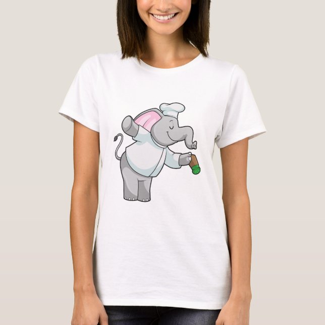 Elephant as Chef with Salt shaker T-Shirt (Front)
