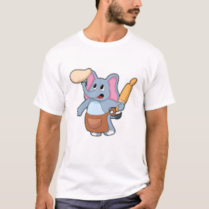 Elephant as Cook with Rolling pin & Dough T-Shirt