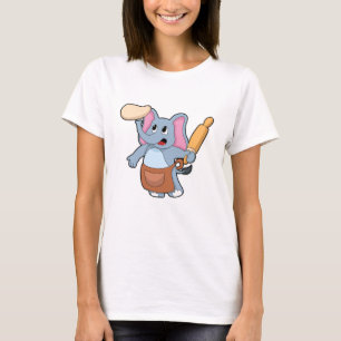 Elephant as Cook with Rolling pin & Dough T-Shirt