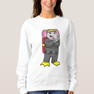 Elephant as Diver with Diving goggles Sweatshirt
