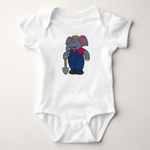 Elephant as Farmer with Shovel Baby Bodysuit