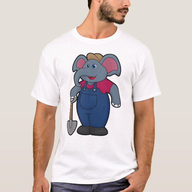 Elephant as Farmer with Shovel T-Shirt (Front)