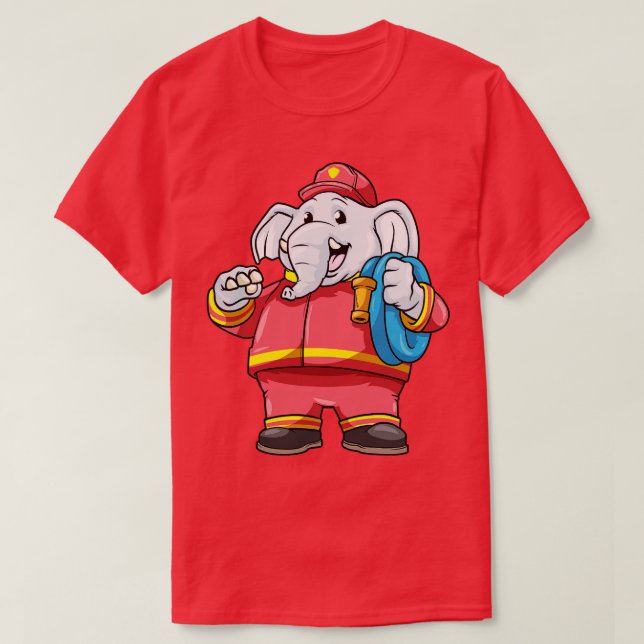 Elephant as firefighter with hose 1 T-Shirt (Design Front)