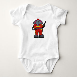 Elephant as Firefighter with Hose Baby Bodysuit