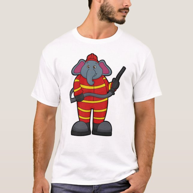 Elephant as Firefighter with Hose T-Shirt (Front)
