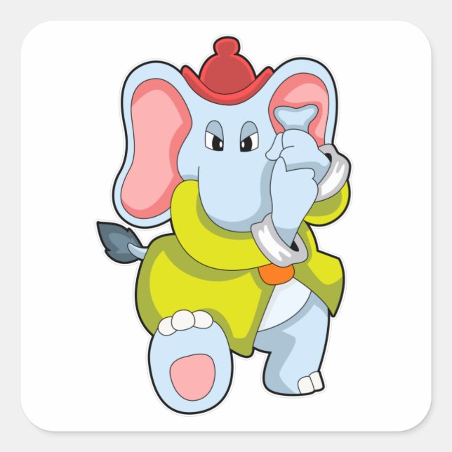 Elephant as Firefighter with Proboscis Square Sticker (Front)