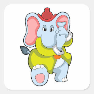 Elephant as Firefighter with Proboscis Square Sticker