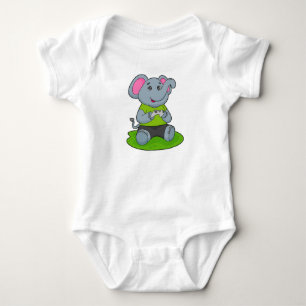 Elephant as Gamer Baby Bodysuit