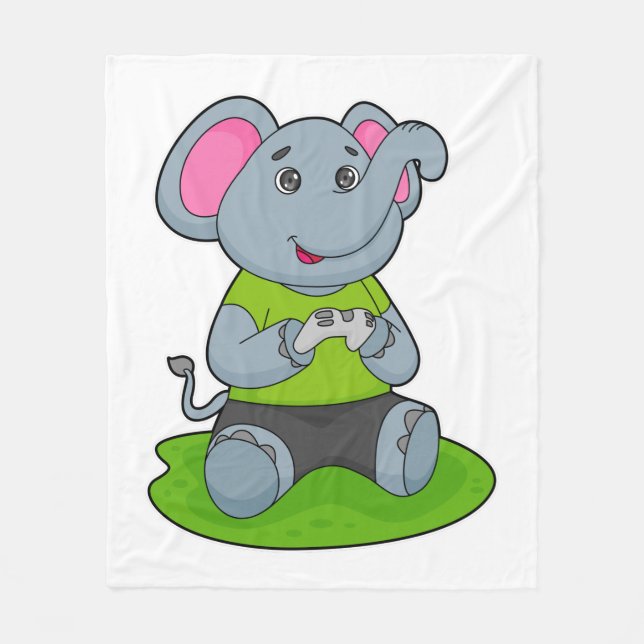 Elephant as Gamer Fleece Blanket (Front)