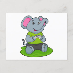 Elephant as Gamer Postcard