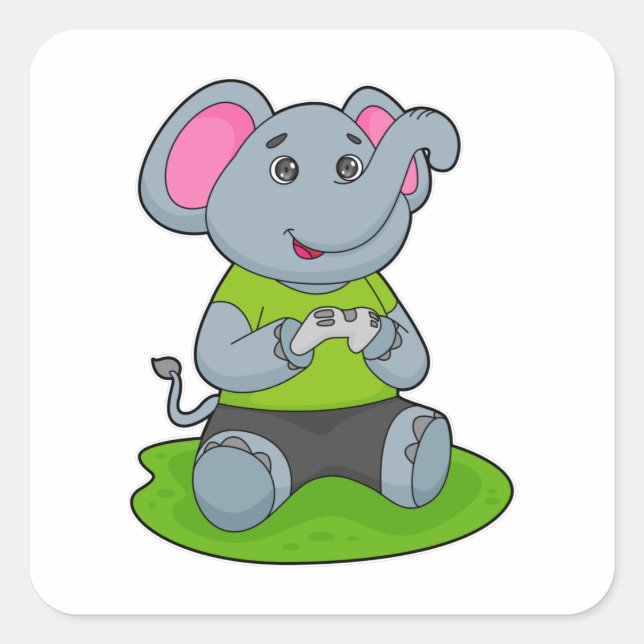 Elephant as Gamer Square Sticker (Front)