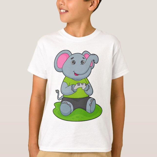 Elephant as Gamer T-Shirt (Front)