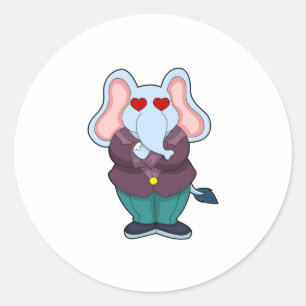 Elephant as Groom with Suit.PNG Classic Round Sticker
