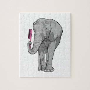 Elephant as Hairdresser with Comb Jigsaw Puzzle