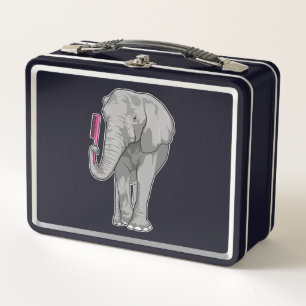 Elephant as Hairdresser with Comb Metal Lunch Box