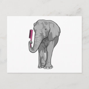 Elephant as Hairdresser with Comb Postcard