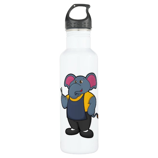 Elephant as Hairdresser with Scissors 710 Ml Water Bottle (Front)