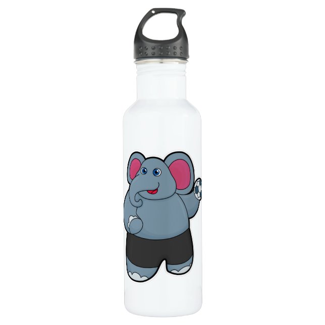 Elephant as Handball player with Handball ball 710 Ml Water Bottle (Front)