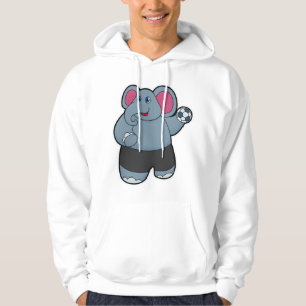 Elephant as Handball player with Handball ball Hoodie