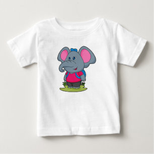 Elephant as Hiker with Backpack Baby T-Shirt