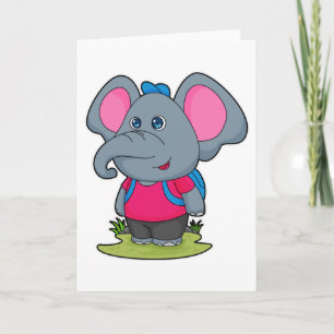 Elephant as Hiker with Backpack Card