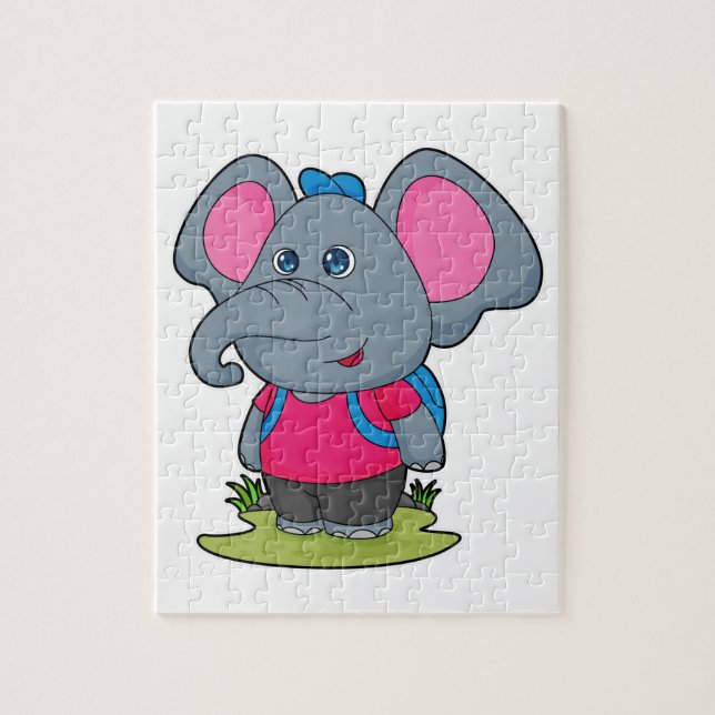 Elephant as Hiker with Backpack Jigsaw Puzzle (Vertical)