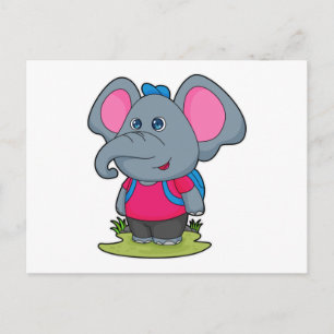 Elephant as Hiker with Backpack Postcard