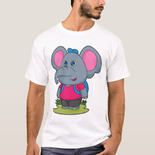 Elephant as Hiker with Backpack T-Shirt