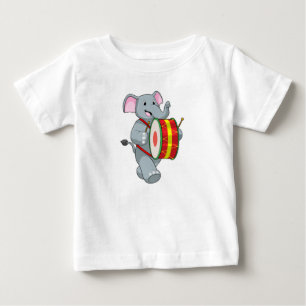 Elephant as Musician with Drum Baby T-Shirt