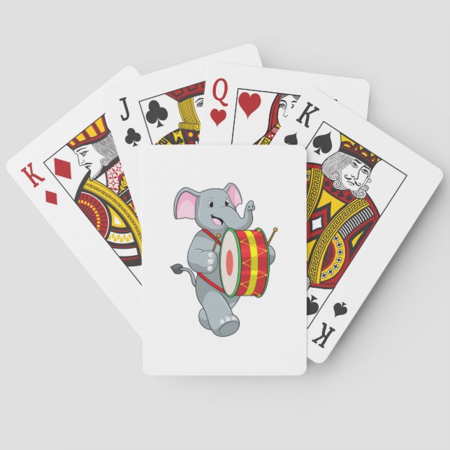 Elephant as Musician with Drum Playing Cards (Back)