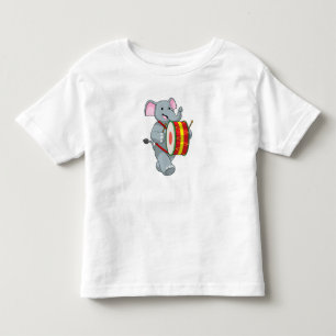 Elephant as Musician with Drum Toddler T-Shirt