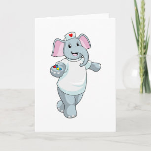 Elephant as Nurse with Medicine Card