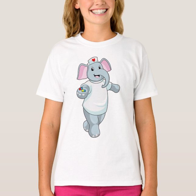 Elephant as Nurse with Medicine T-Shirt (Front)