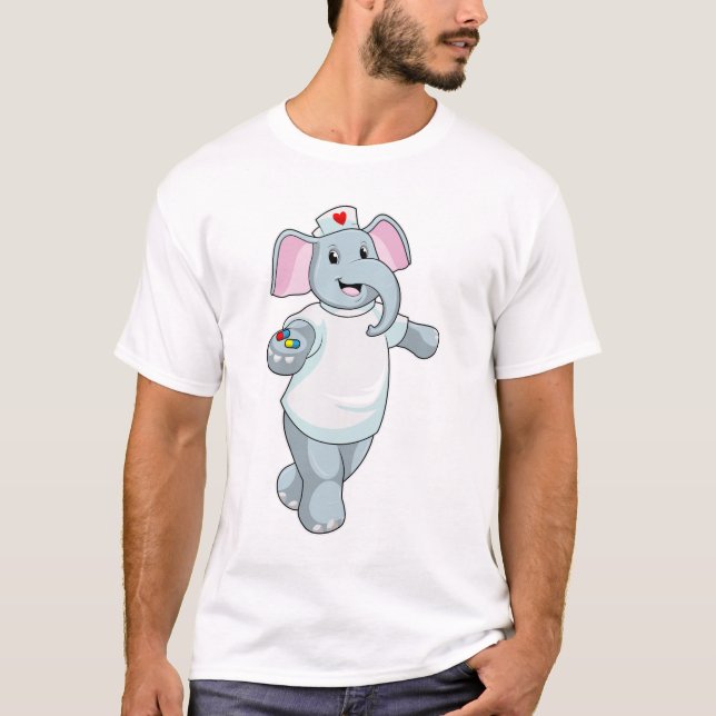 Elephant as Nurse with Medicine T-Shirt (Front)