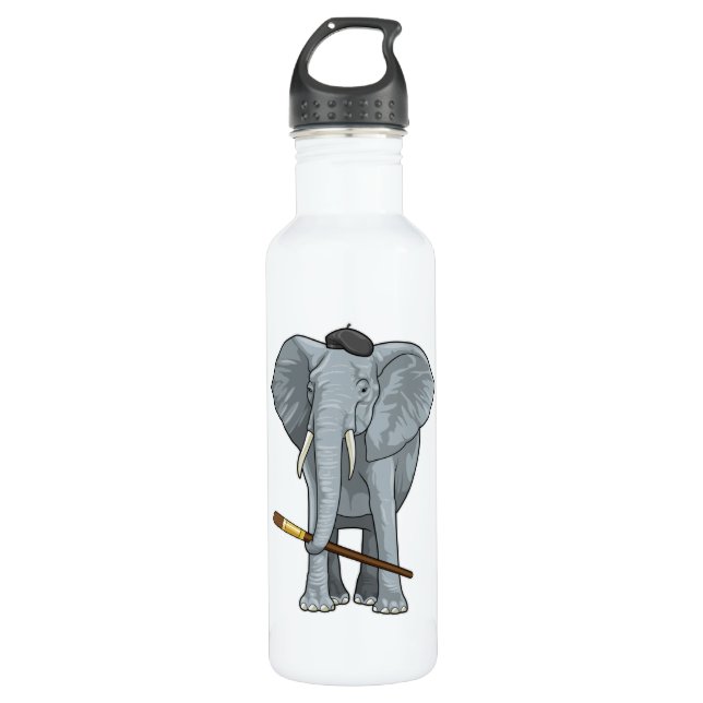 Elephant as Painter with Paint brush 710 Ml Water Bottle (Front)