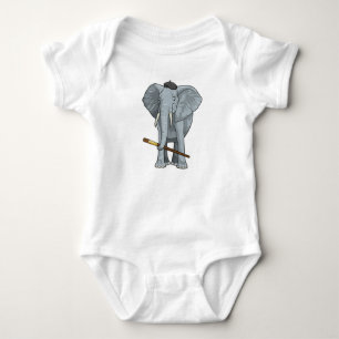 Elephant as Painter with Paint brush Baby Bodysuit