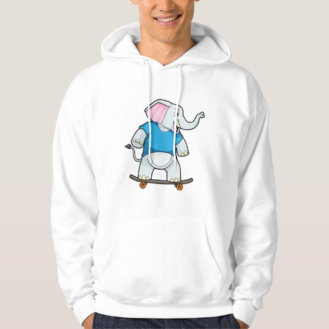 Elephant as Skater with Skateboard Hoodie (Front)