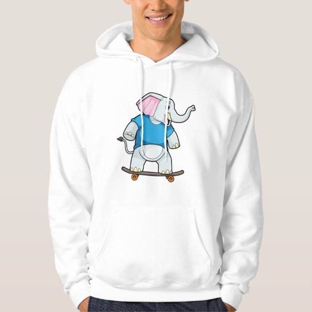Elephant as Skater with Skateboard Hoodie (Front)